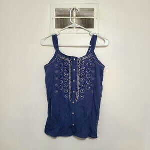 Mudd Blue Embroidered Sleeveless Tank Top